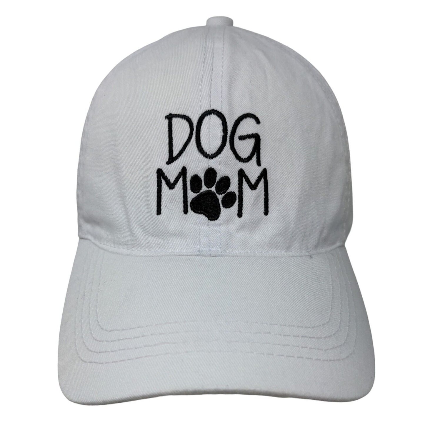 David & Young Women's Slideback Hat White Size OSFM Embroidered Dog Mom Logo