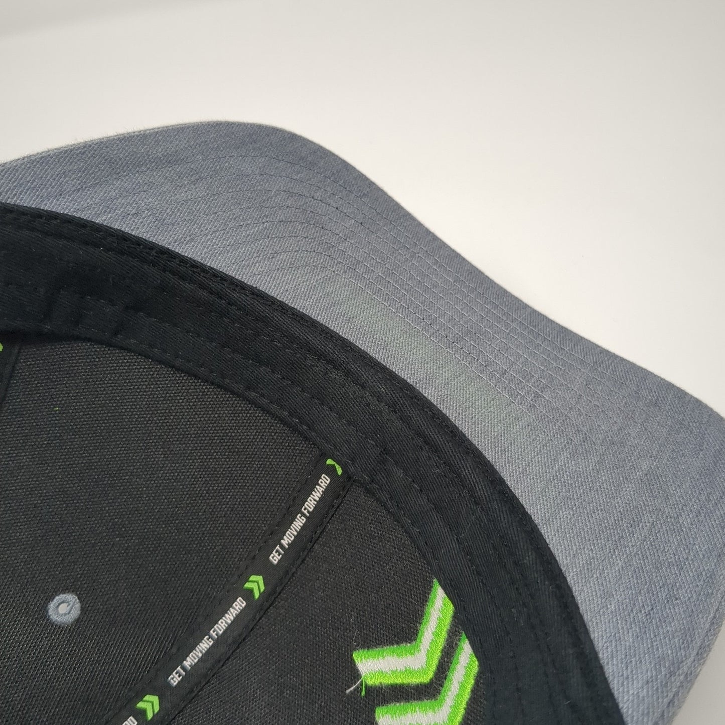 Get Moving Forward Logo Snapback Trucker Hat Gray One Size Colorblock