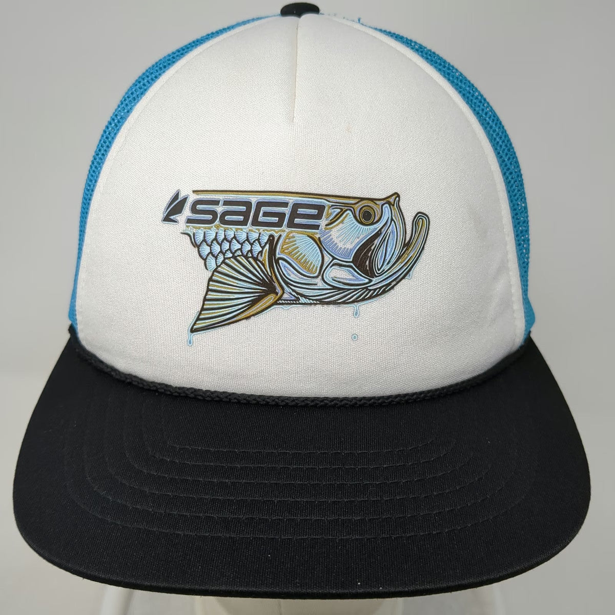 Richardson White Blue Trucker Hat One Size Rope Sage Fly Fishing Tarpon Fish