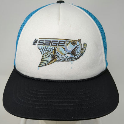 Richardson White Blue Trucker Hat One Size Rope Sage Fly Fishing Tarpon Fish