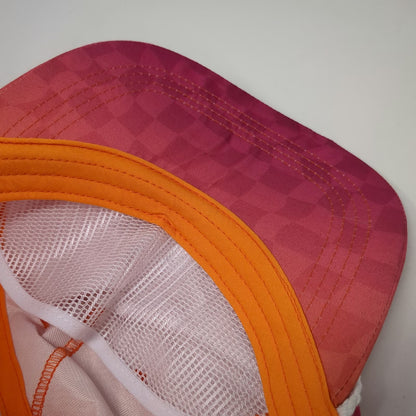 Dunkin' 5 Panel Orange Pink White Hat One Size Rope Checkerboard Snapback