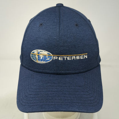 New Era Baseball Cap Blue M Petersen Globe Logo 39THIRTY Stretch Fit Hat