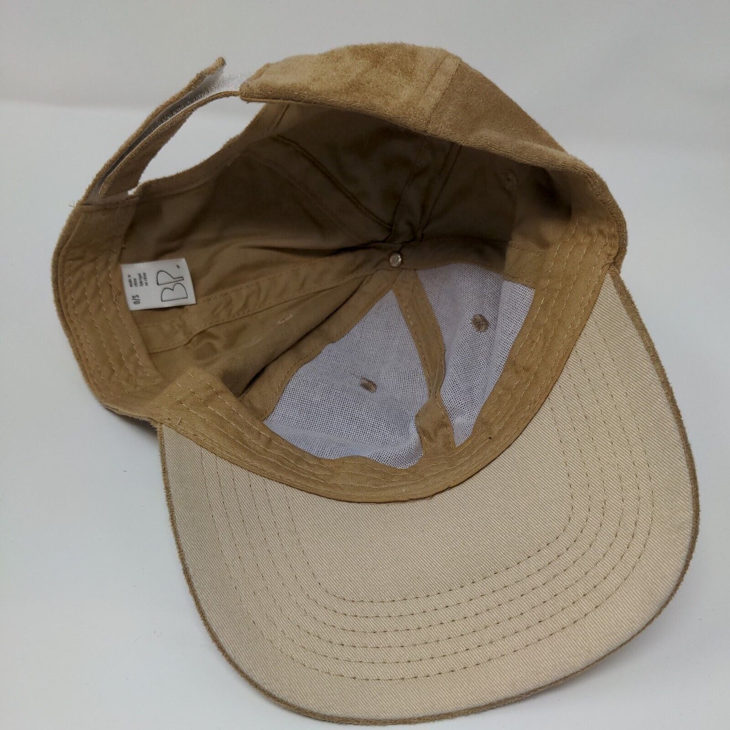 BP. Strapback Hat Tan OSFA Adjustable Solid Blank Vent Holes Suede