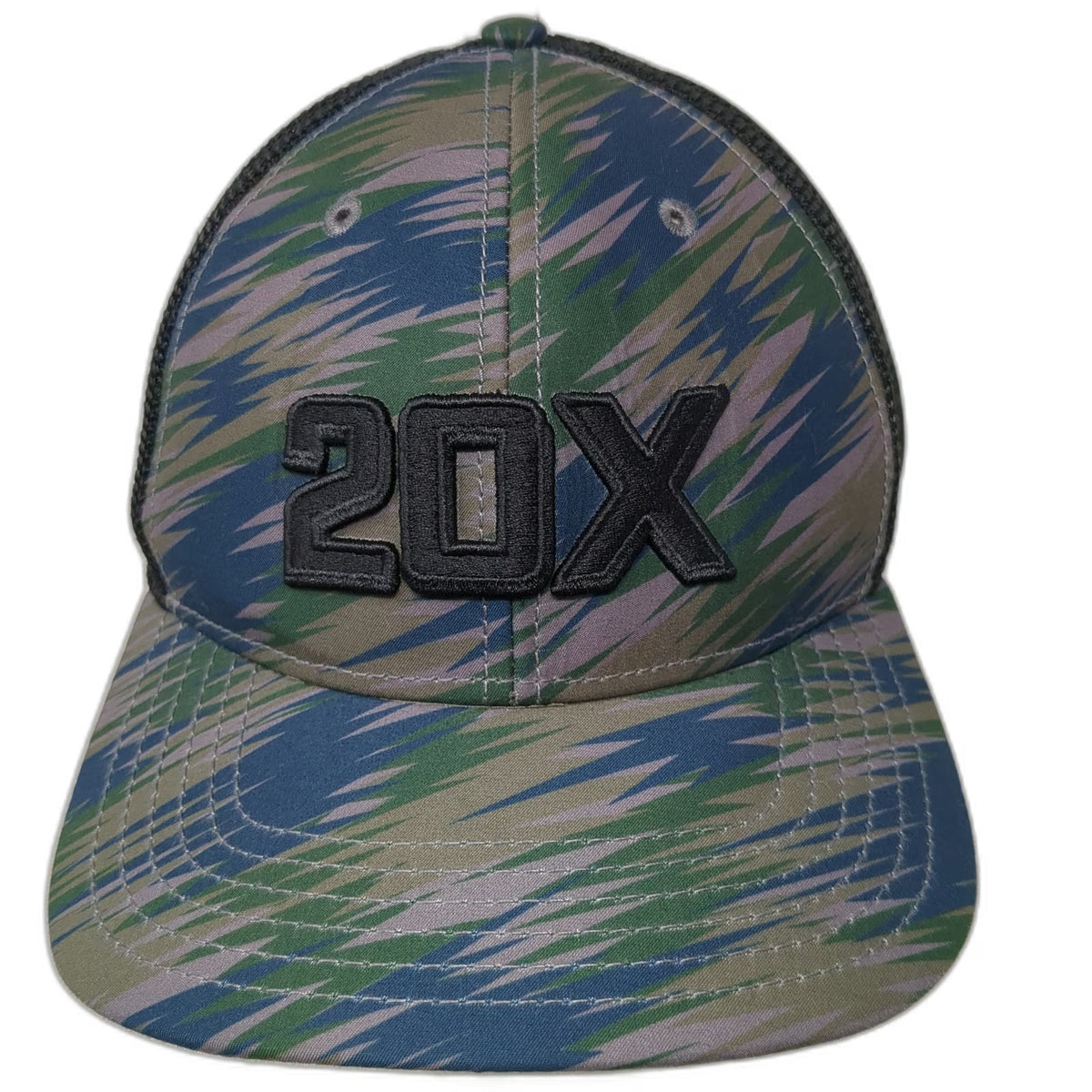 Wrangler 20X Trucker Hat Blue Camo One Size Mesh Snapback Tiger Stripe Western