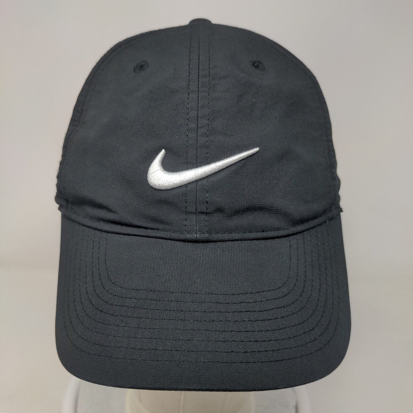 Nike Swoosh Strapback Hat Black OSFM Embroidered Logo Adjustable