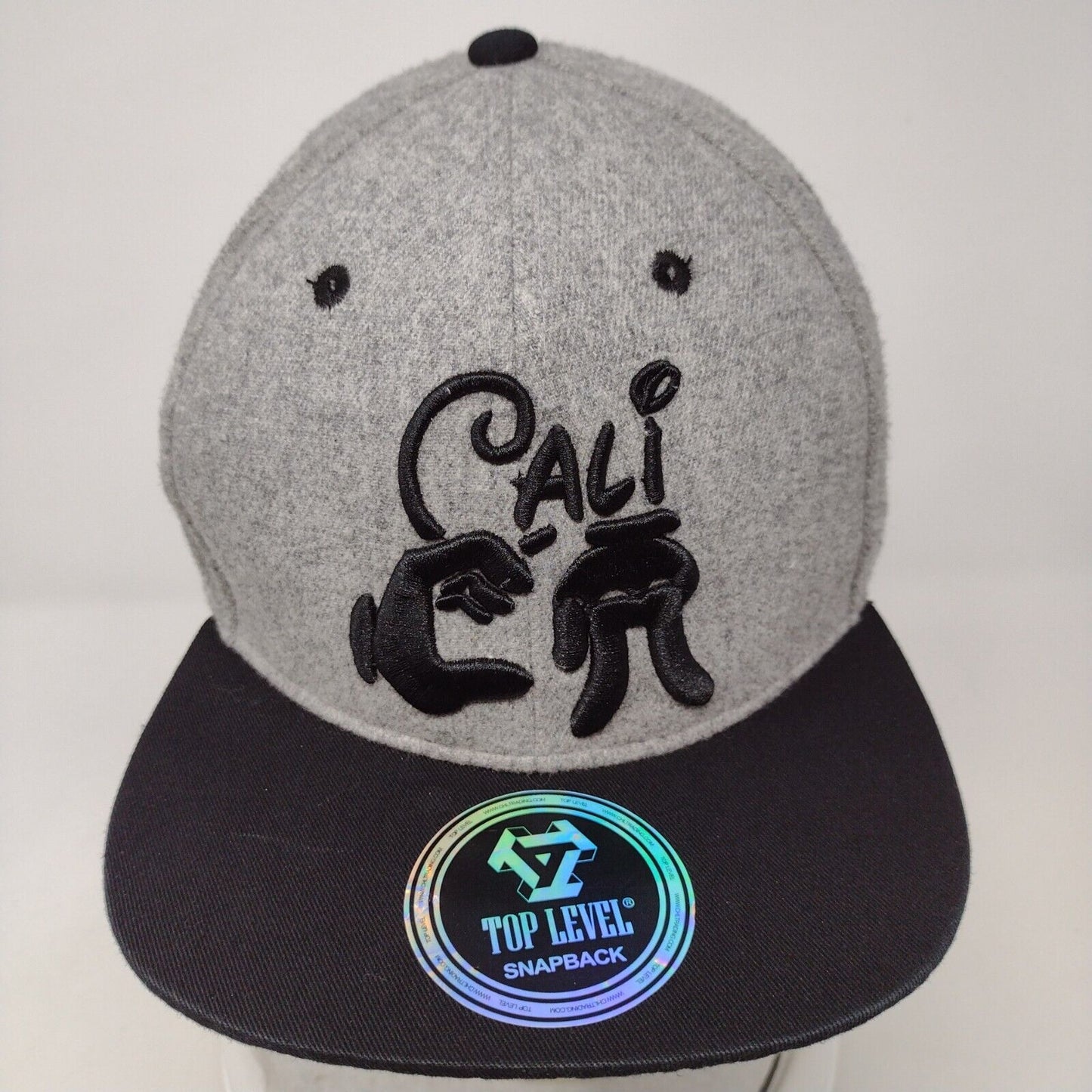 Cali Snapback Hat Gray OSFA Embroidered Colorblock Top Level 6 Panel
