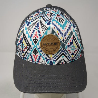 Dakine Gray Aztec Geometric Pattern Leather Patch Trucker Hat One Size Snapback