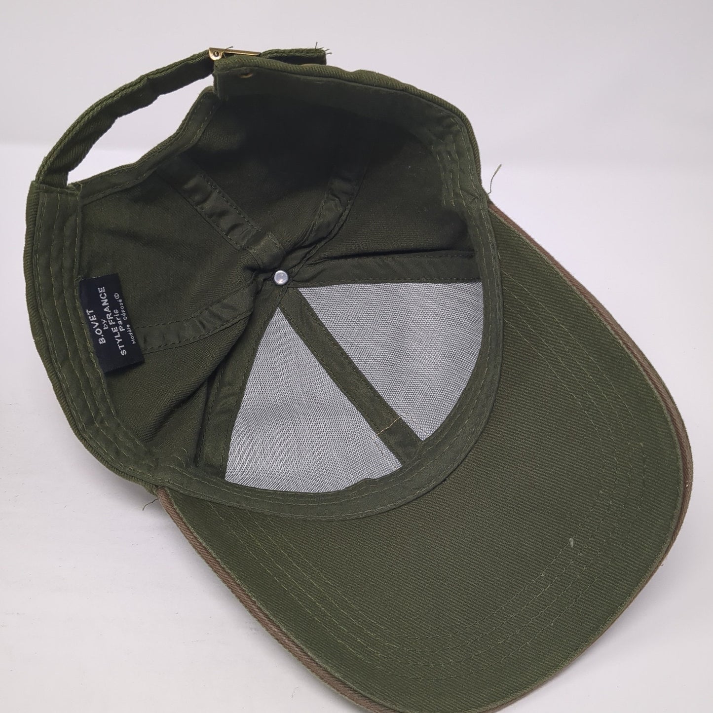 Chateaux De La Loire Slideback Hat Green One Size Solid Leather Patch