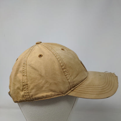 Carhartt Strapback Hat Tan One Size Embroidered Leather Patch 6 Panel