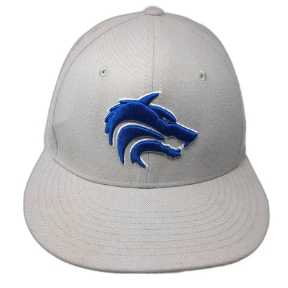 Wolf Head Nike Cap Gray L Blue Swoosh Dri-Fit Wolf Head Hat Embroidered Logo