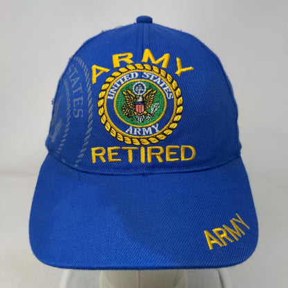 United States Army Retired Strapback Hat Blue One Size Embroidered 6 Panel