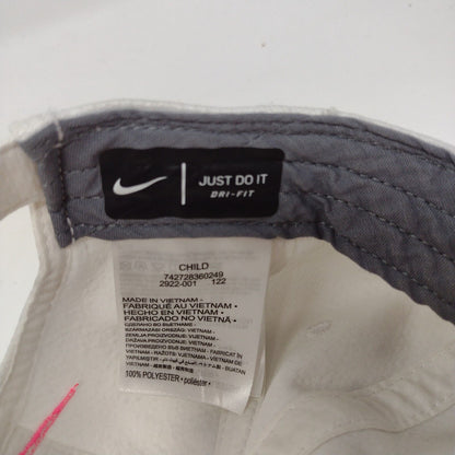 Nike Dri-Fit Child Strapback Hat White One Size Adjustable Embroidered Swoosh