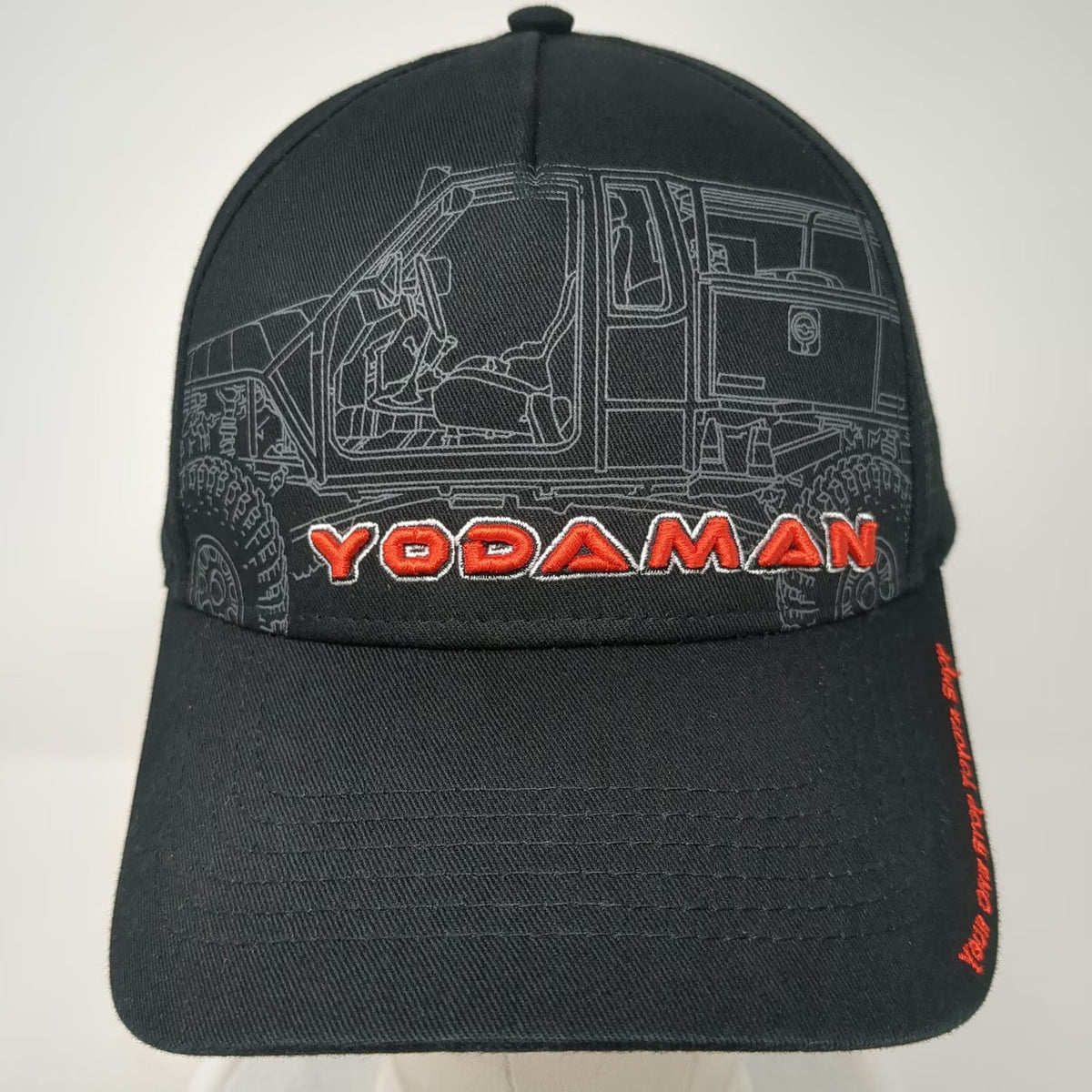 Yodaman Toyota Shop Truck Graphic Black Red Baseball Cap Hat One Size Slideback