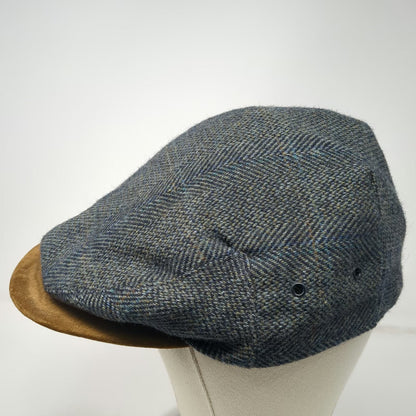 Quaker Marine Supply Newsboy Cap Blue XL Wool Suede Brim Fitted Hat Made USA