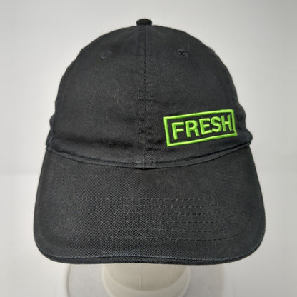 Fresh Strapback Hat Black One Size Adjustable Embroidered 6 Panel