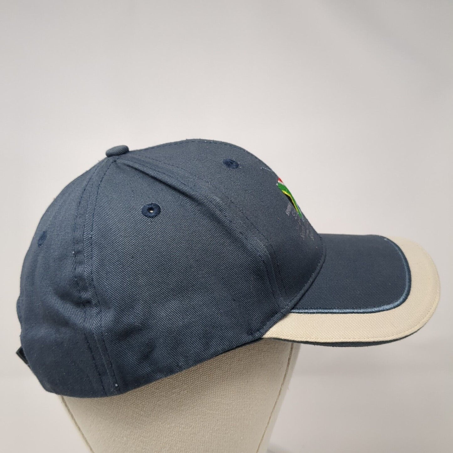 South Africa Strapback Hat Blue One Size Adjustable Embroidered 6 Panel Cotton