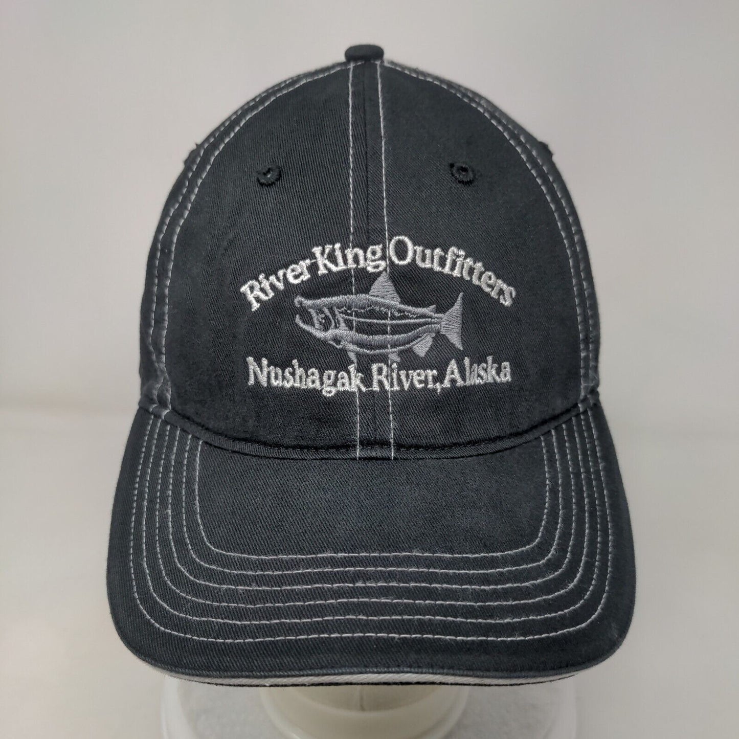 River King Outfitters Nushagak River Alaska Strapback Hat Black OS Adjustable