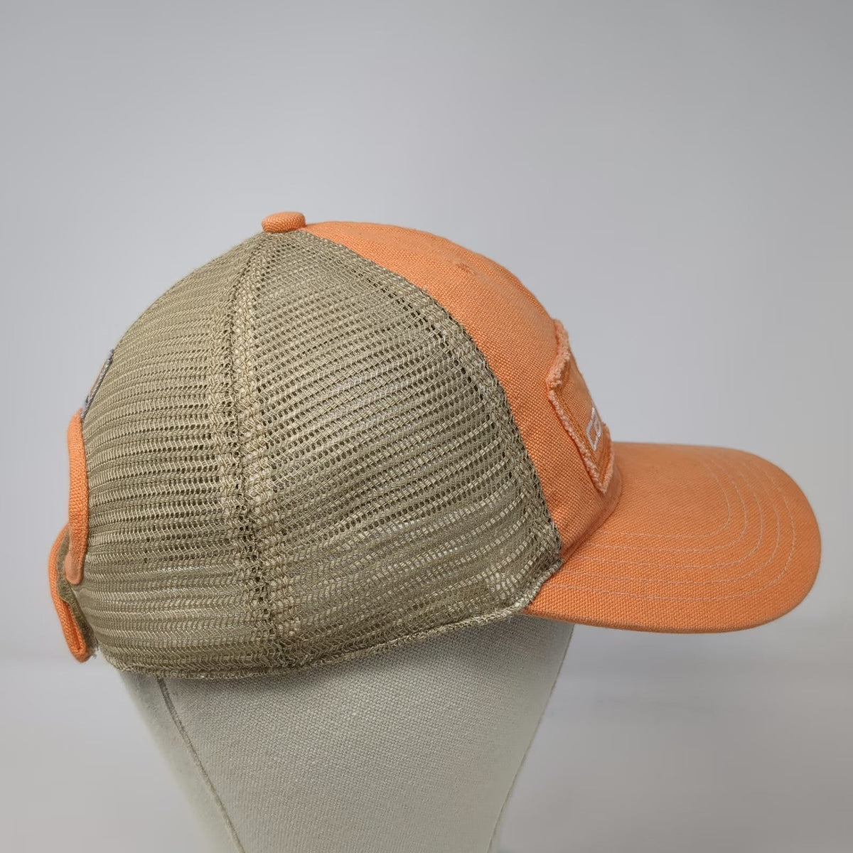 Carhartt Baseball Cap Orange One Size Mesh Back Strapback Frayed Patch Hat