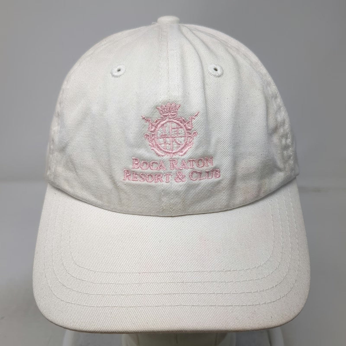 Imperial Baseball Cap White One Size Boca Raton Resort & Club Hat Pink Logo