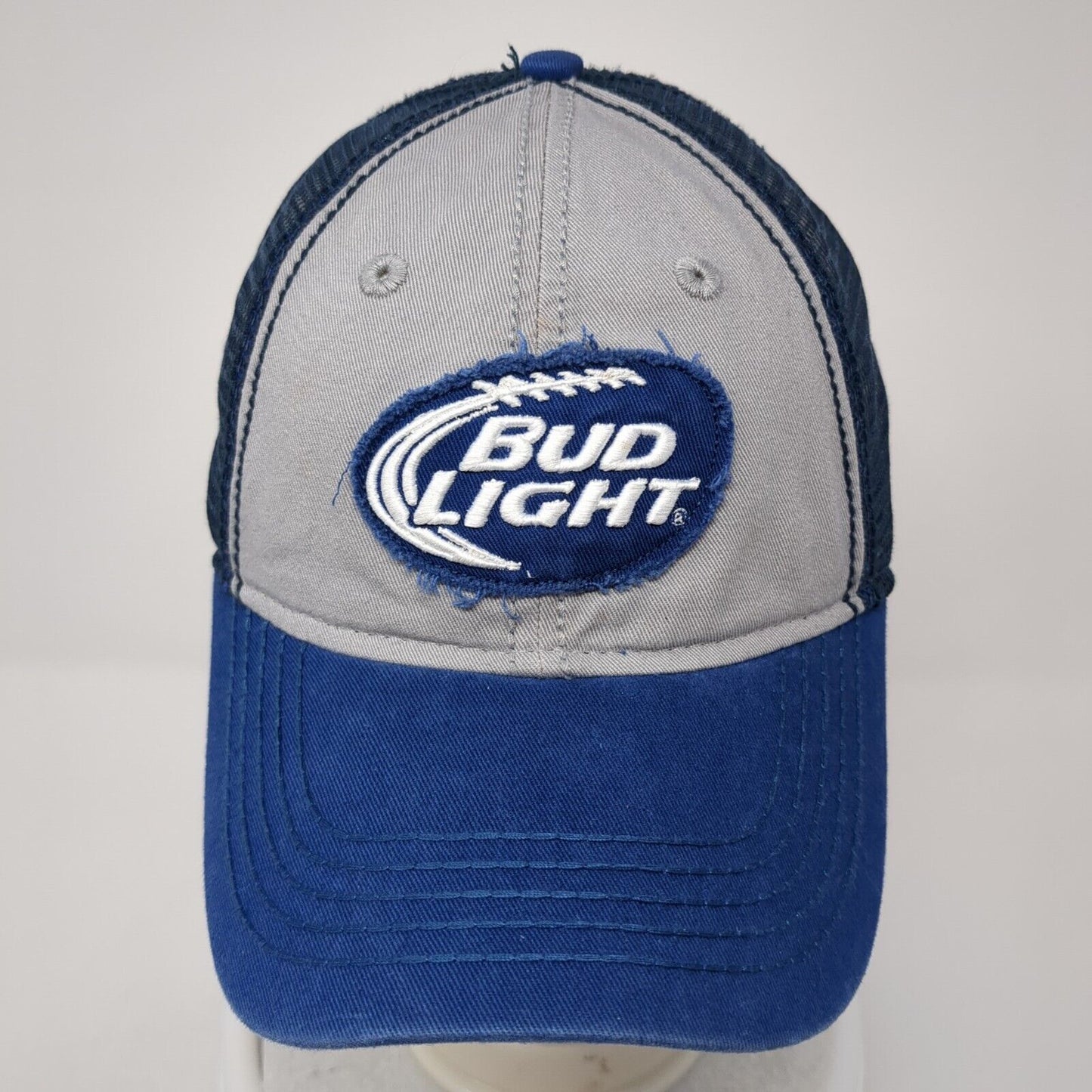 Bud Light Snapback Trucker Hat Blue One Size Adjustable Embroidered Mesh Back
