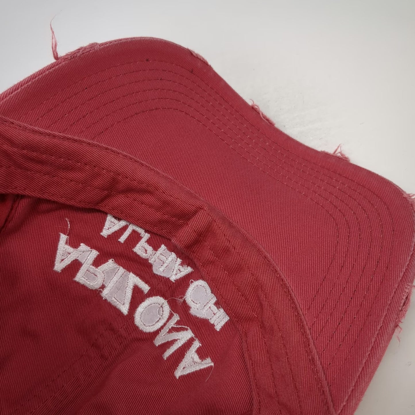 District Arizona Alpha Chi Distressed Baseball Cap Red One Size Strapback Hat