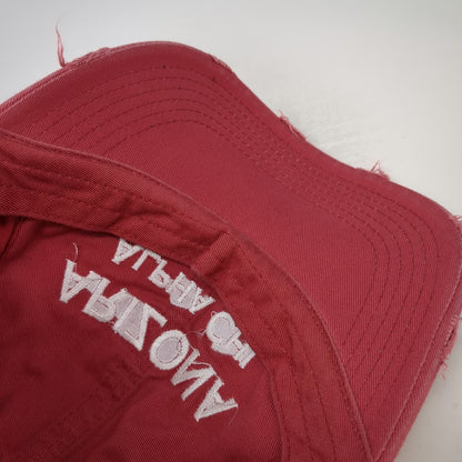 District Arizona Alpha Chi Distressed Baseball Cap Red One Size Strapback Hat