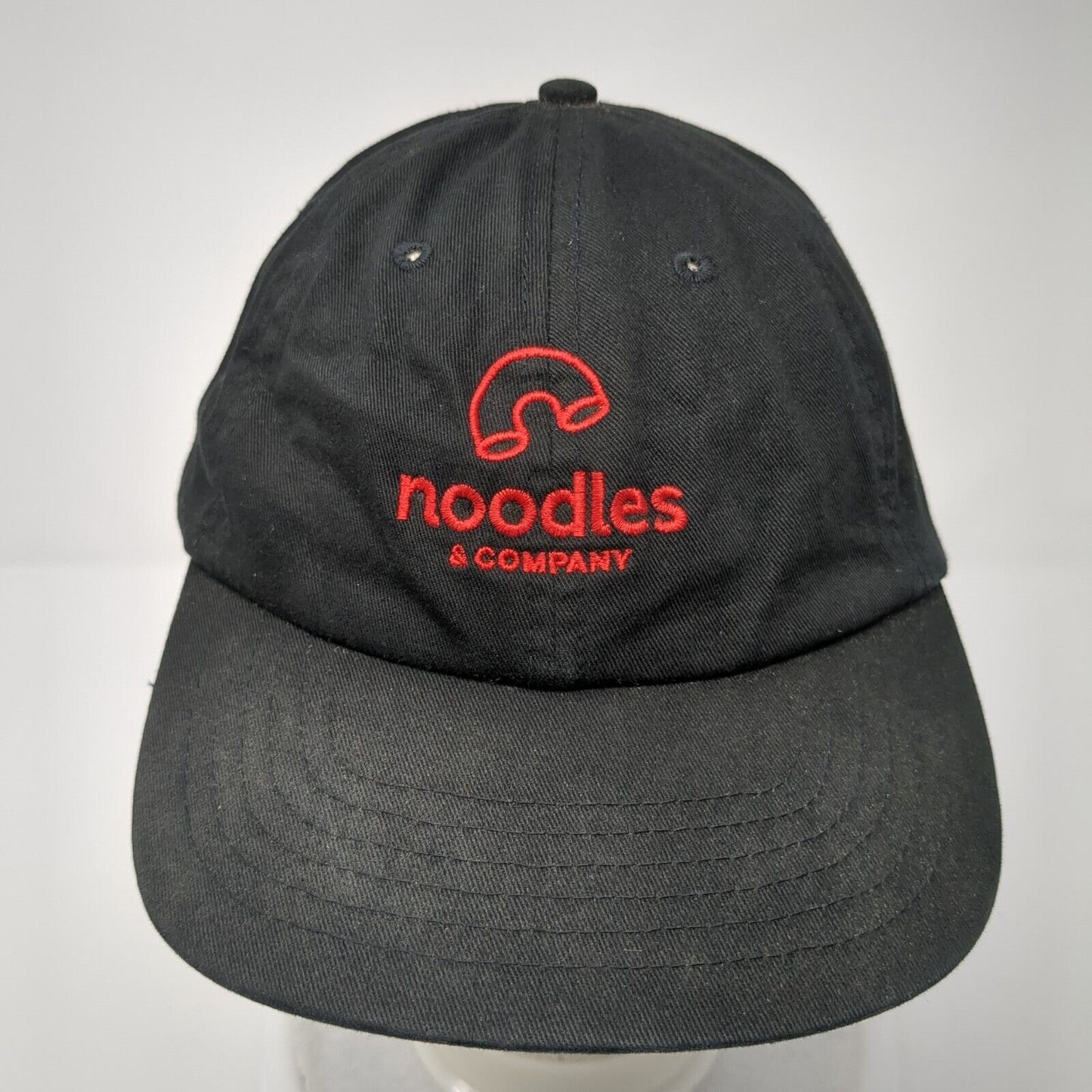 Noodles & Company Strapback Hat Black One Size Adjustable Embroidered Cotton