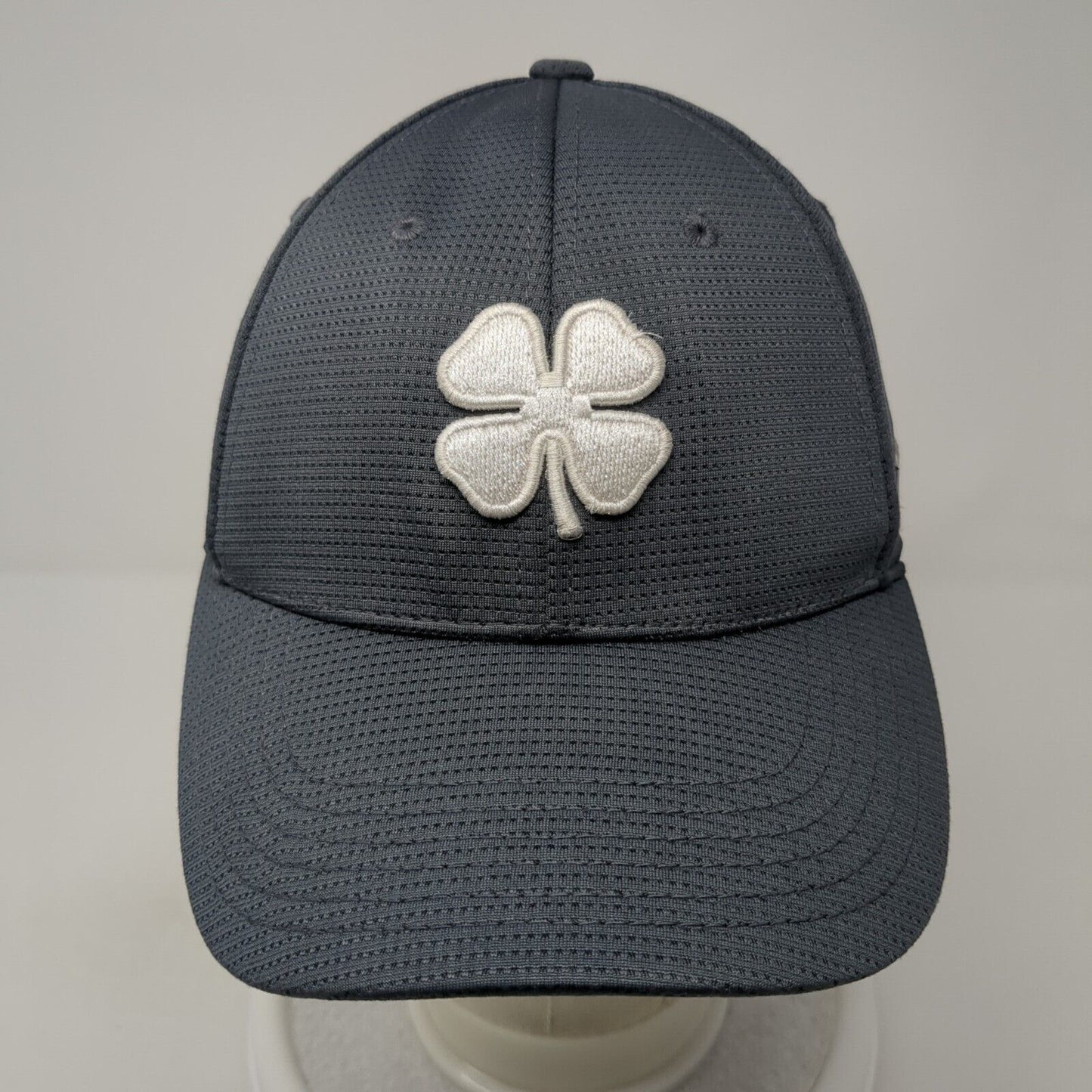 Live Lucky Fitted Baseball Cap Gray Medium Lightweight Embroidered Black Clover