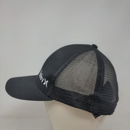 Hurley Snapback Mesh Back Trucker Hat Black One Size Embroidered