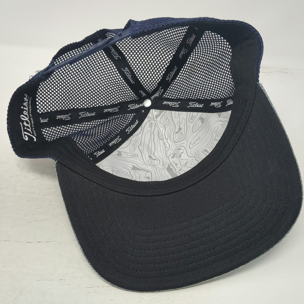 Titleist Trucker Hat Blue One Size Mesh Back Snapback Golf Topo Map Under Brim