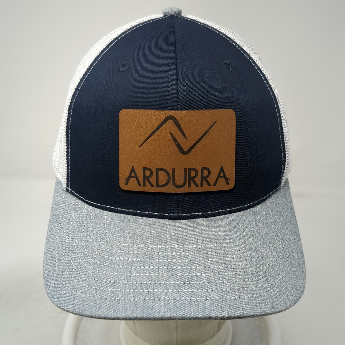 Richardson Trucker Hat Blue Gray White One Size Ardurra Leather Patch Mesh 112