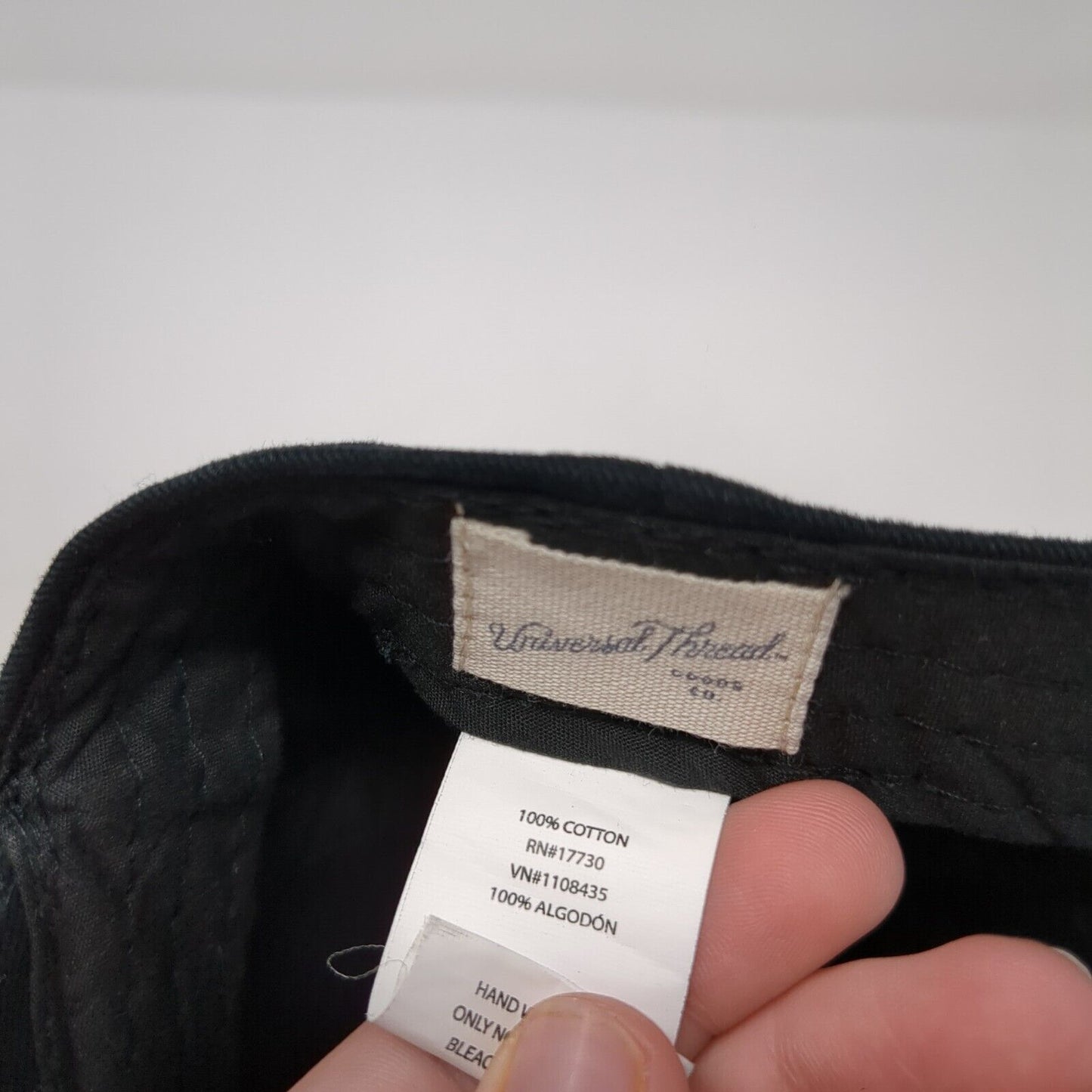 Universal Thread Slideback Hat Black One Size Adjustable Blank 6 Panel