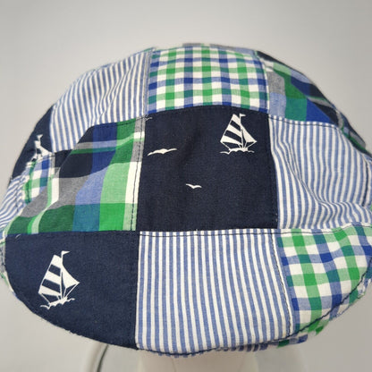 Gymboree Beret Hat Multicolor Large Sailboat Plaid Lightweight Cotton