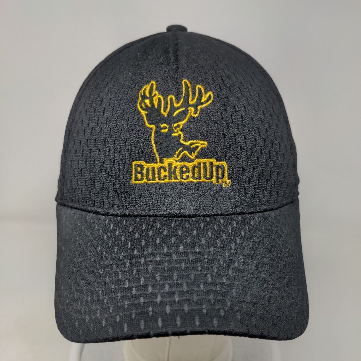 Bucked Up Deer Fitted Hat Black M/L Embroidered Proflex Outdoor Cap