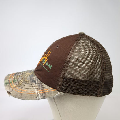 Field & Stream Brown Trucker Hat One Size Mesh Back Camo Deer Skull Embroidered