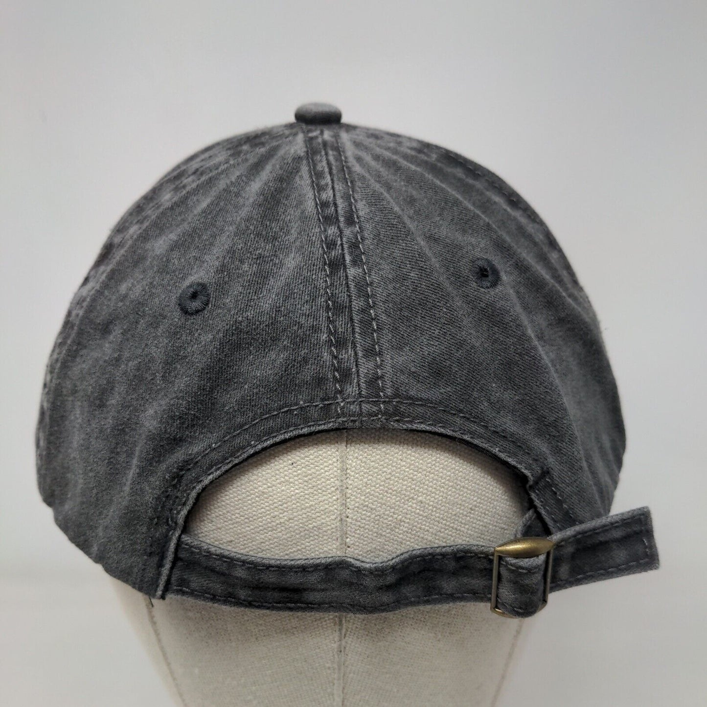 Unbranded Slideback Hat Black Gray OSFM Adjustable Vented Holes 6 Panel Blank