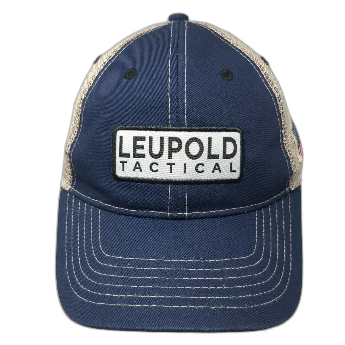 Leupold Baseball Cap Blue One Size Tactical Mesh Back US Flag Strapback Hat