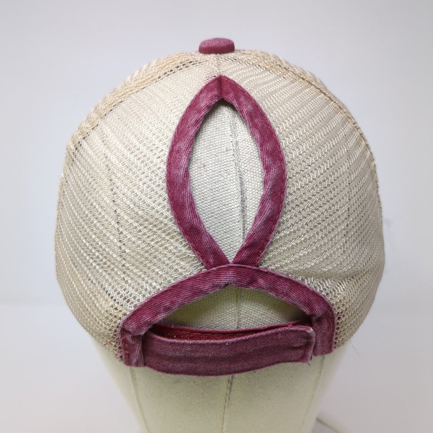 Unbranded Ponytail Trucker Hat Multicolor OS Adjustable Mesh Back Distressed