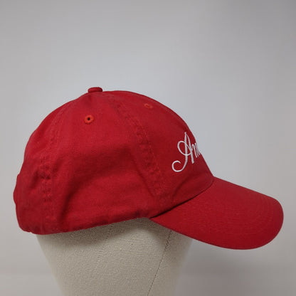 America Slideback Hat Red One Size Adjustable Embroidered Vented Holes 6 Panel