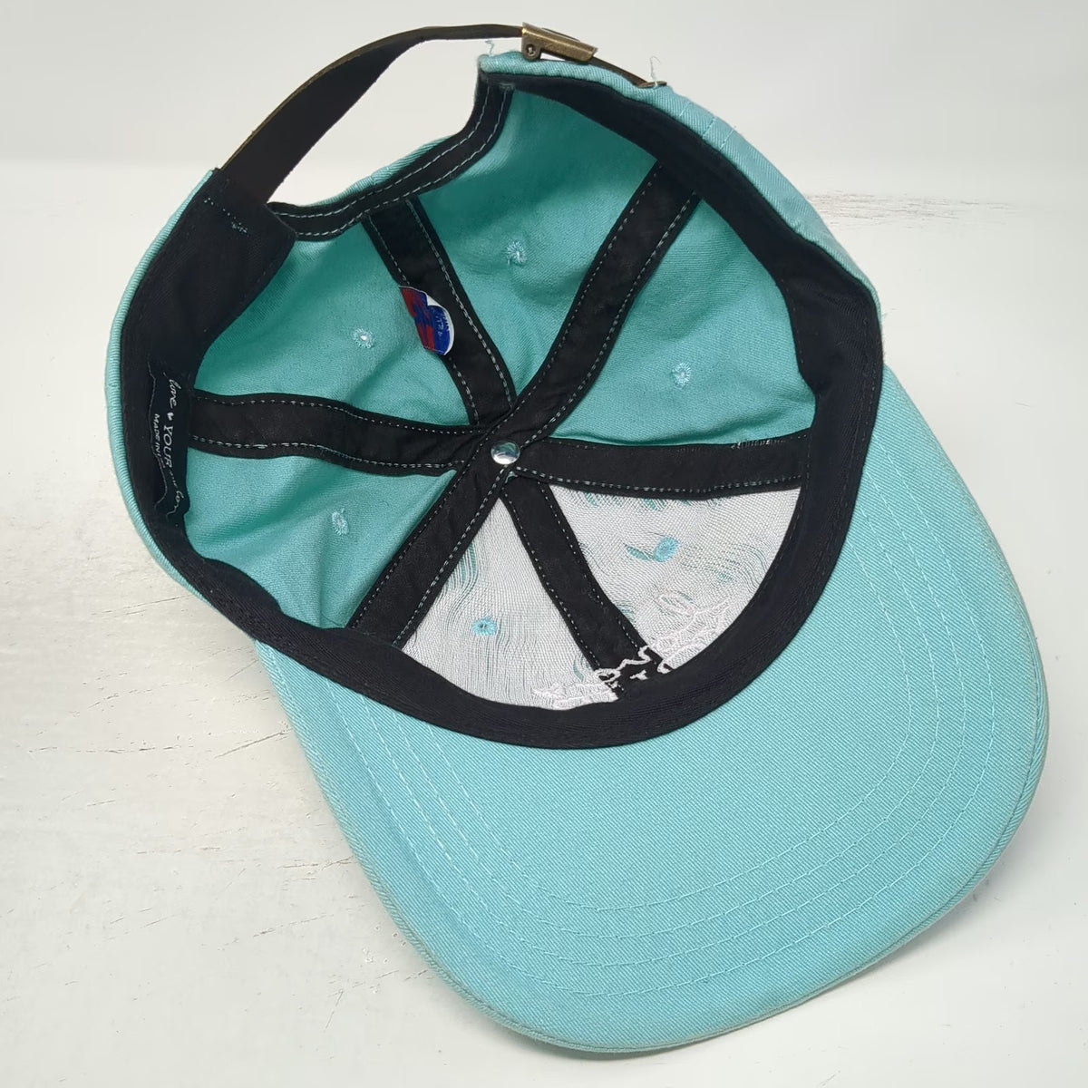 Love Your Melon Baseball Cap Blue One Size Made in USA Slideback Heart Logo Hat