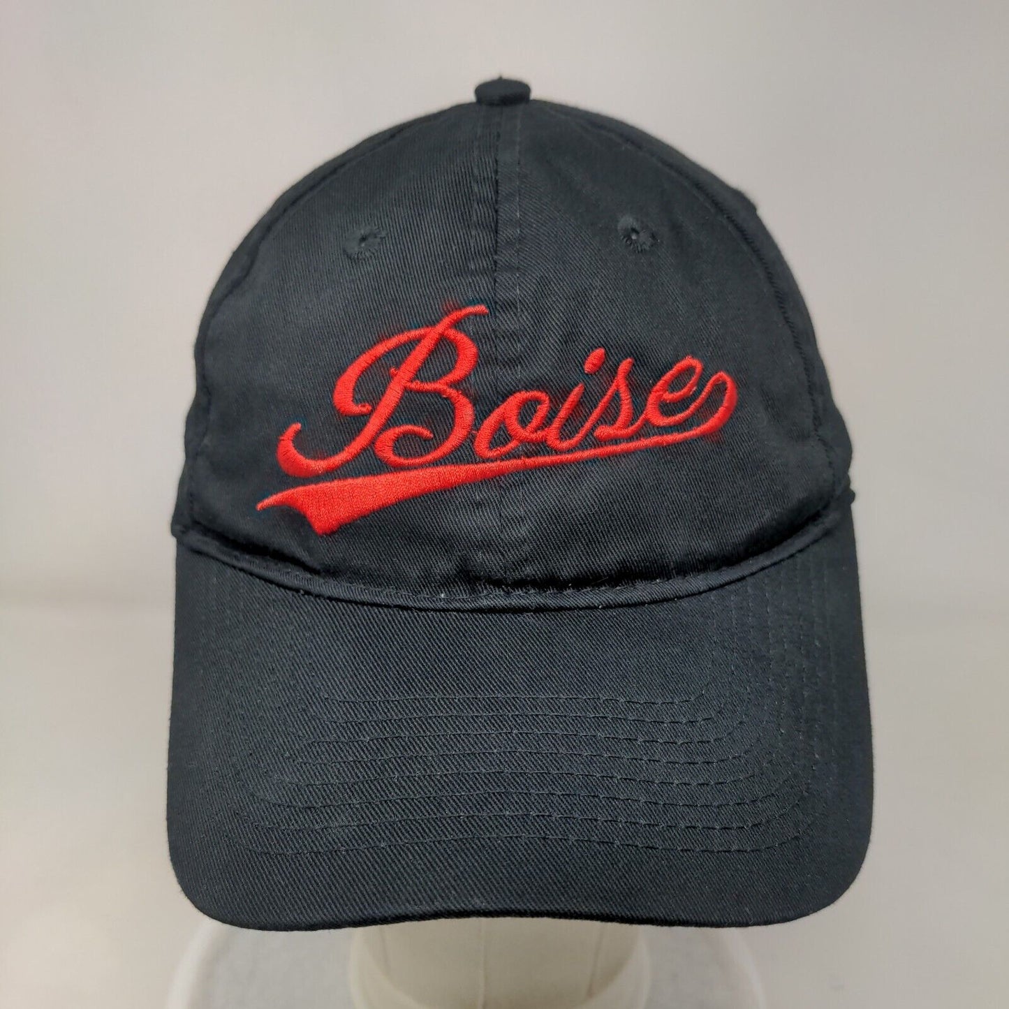 Boise Strapback Hat Black One Size Solid Embroidered Port & Company