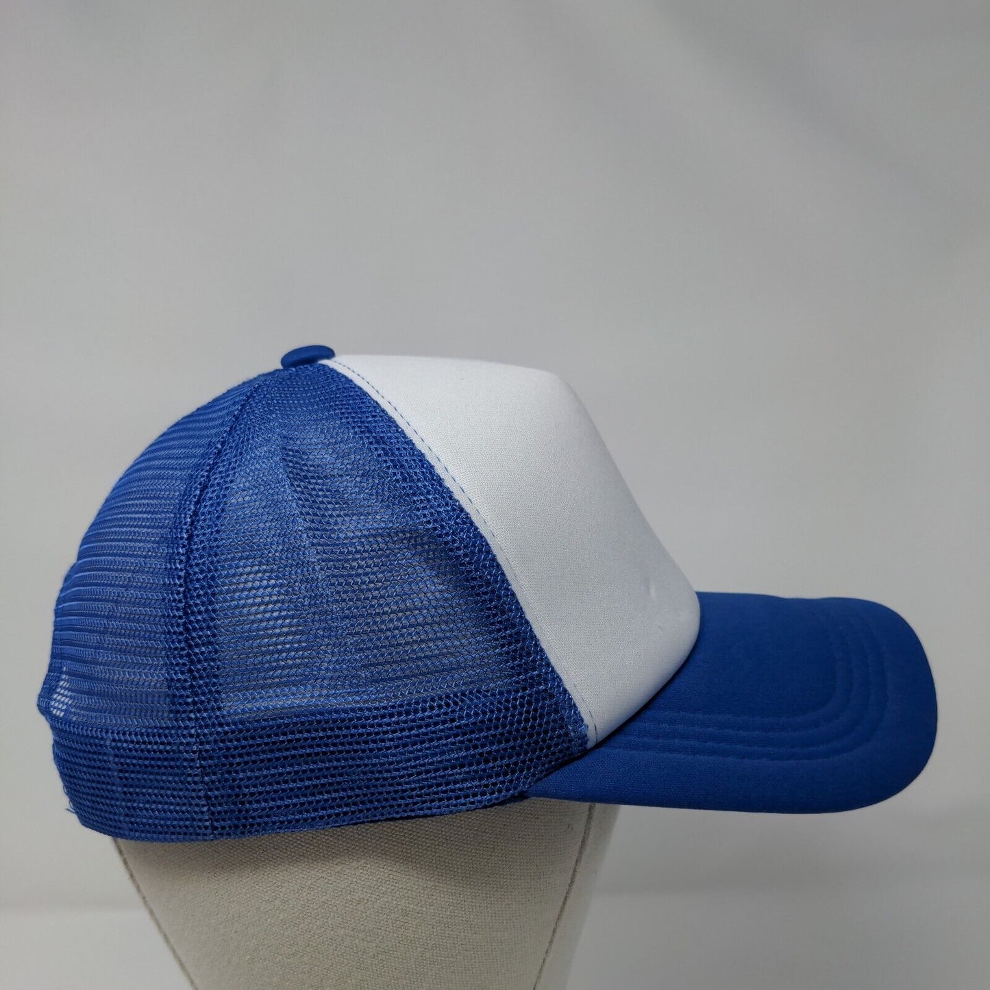 Unbranded Strapback Trucker Hat Blue One Size Adjustable Mesh Back Blank
