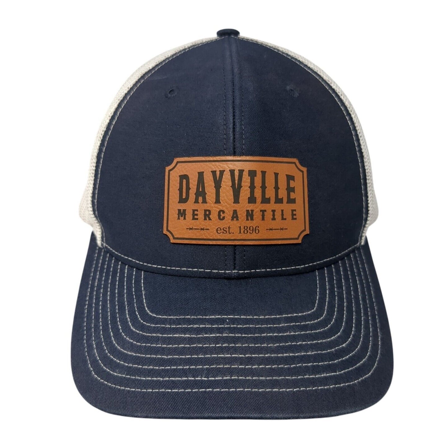 Dayville Mercantile Patch Snapback Trucker Hat Blue One Size Mesh Back