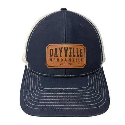 Dayville Mercantile Patch Snapback Trucker Hat Blue One Size Mesh Back