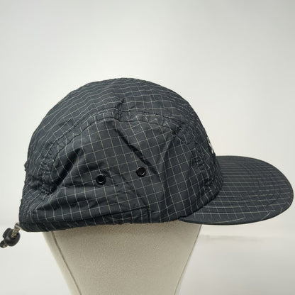 Supreme 5 Panel Black Hat Grid Pattern Drawstring Box Logo Made in USA Vintage