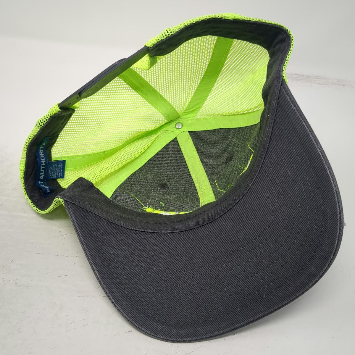 Port Authority Nucor Vulcraft Trucker Hat Gray Yellow One Size Mesh Snapback