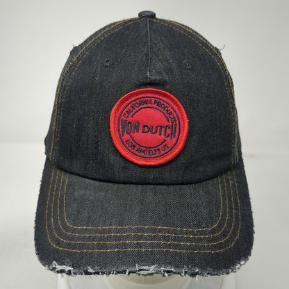 Von Dutch Trucker Hat Black One Size Distressed Denim Patch Snapback Mesh