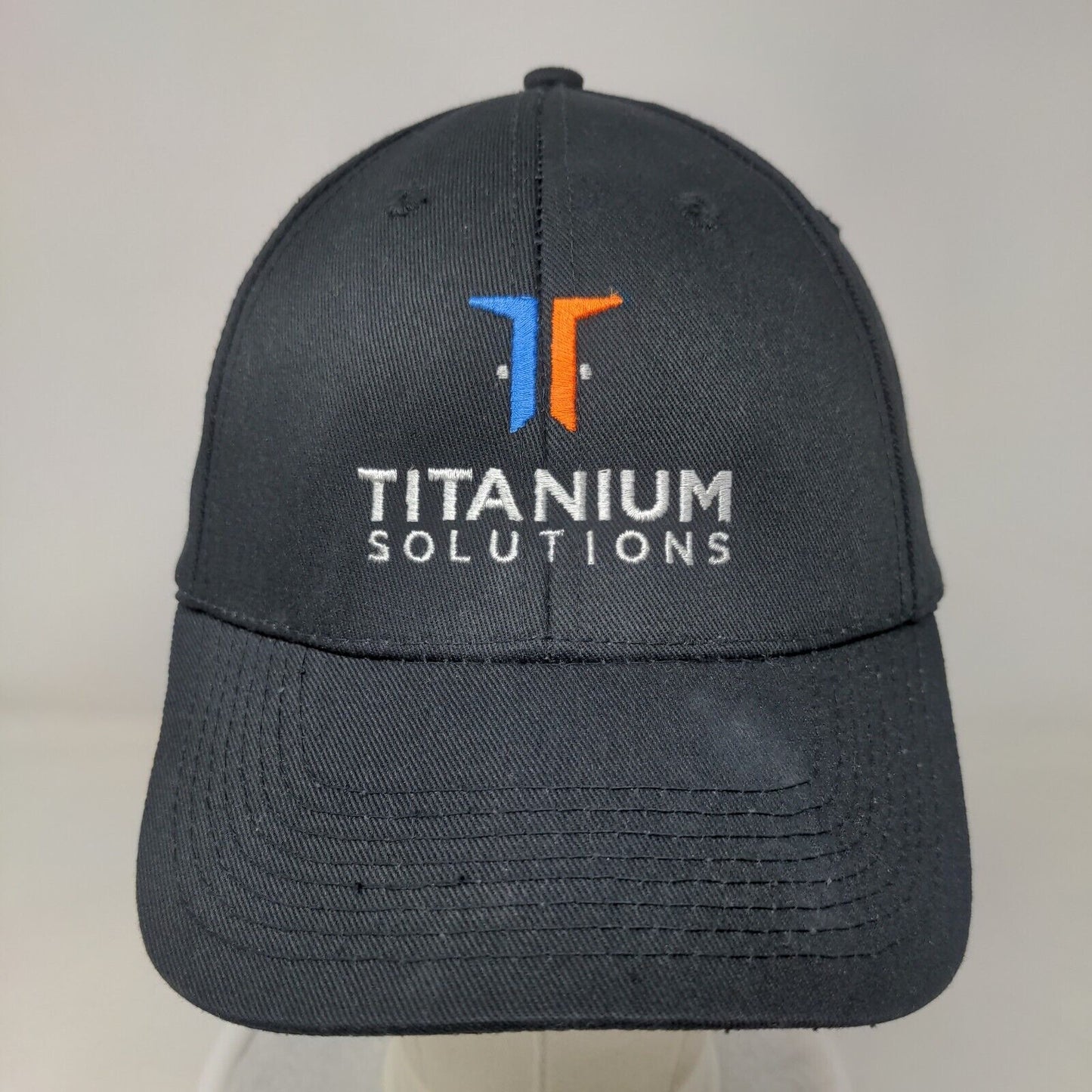 Titanium Solutions Strapback Hat Black One Size Embroidered 6 Panel