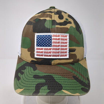 ISAT USA Flag Snapback Trucker Hat Multicolor OS Mesh Back Patriotic Richardson