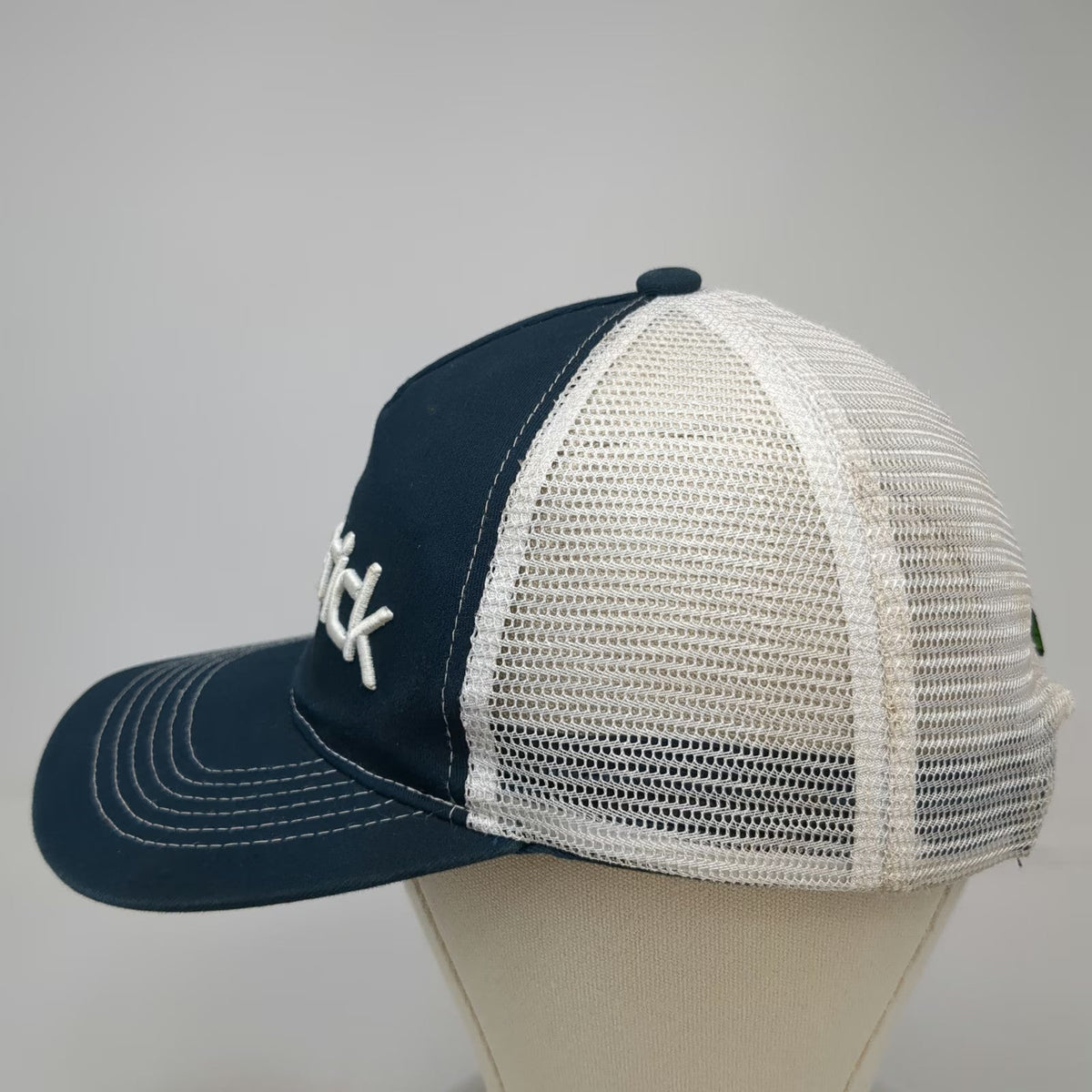 Green Devil Trucker Hat Blue White One Size Maverick Air Bump Cap Mesh Snapback